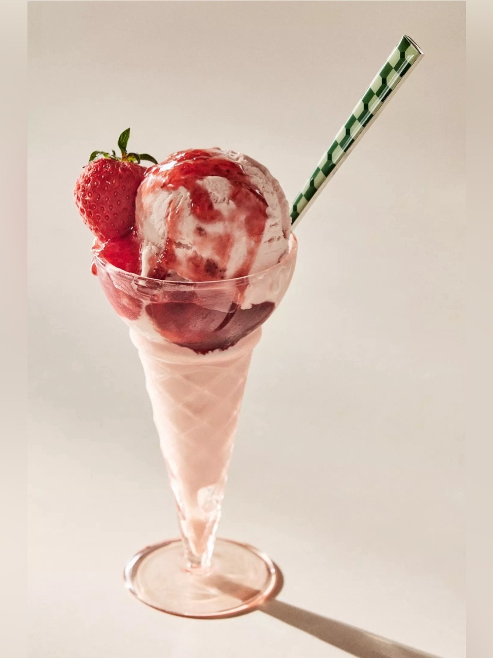 NEW Anthropologie Ice Cream Sundae Flute Glass Peach Pink
